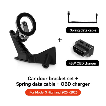 YZ For Tesla Model 3 Y Highland Juniper Door Handle Magnetic Car Phone Holder 360 Degree Rotation Metal Car Mount for All Phones