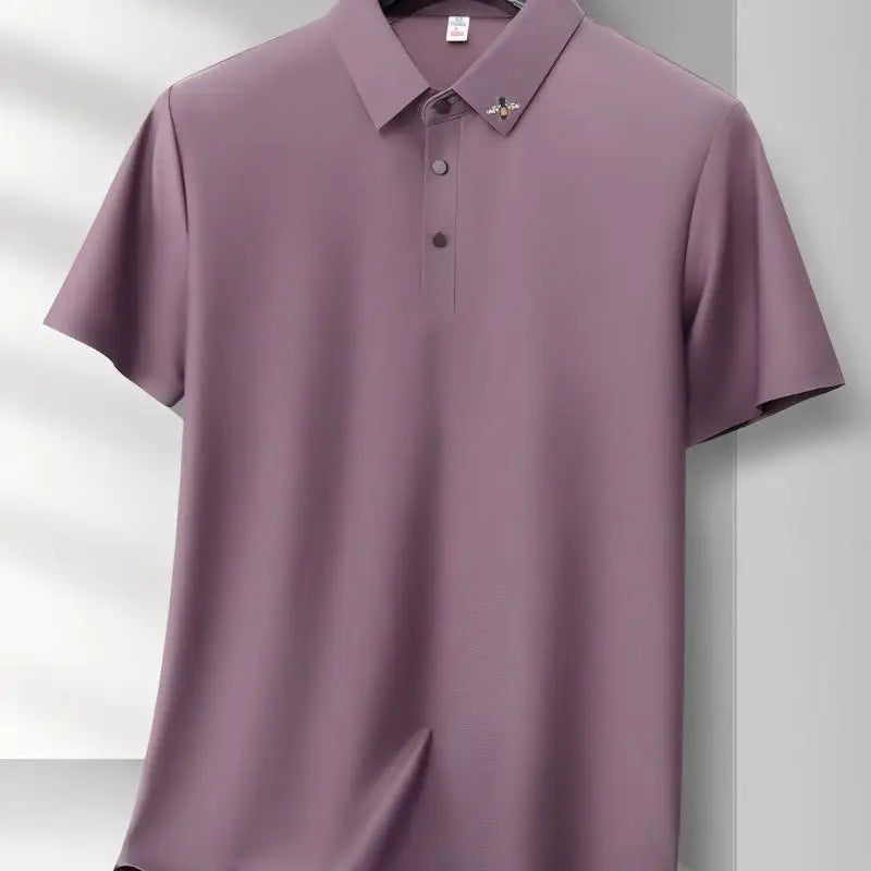 Luxury Men Short-Sleeved Polo Shirt Lapel Button Slit Hem Embroidery Designer Edition Korean-Style Leisure Fashion Men'sClothing