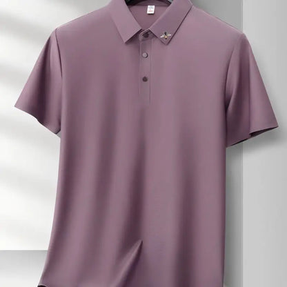 Luxury Men Short-Sleeved Polo Shirt Lapel Button Slit Hem Embroidery Designer Edition Korean-Style Leisure Fashion Men'sClothing