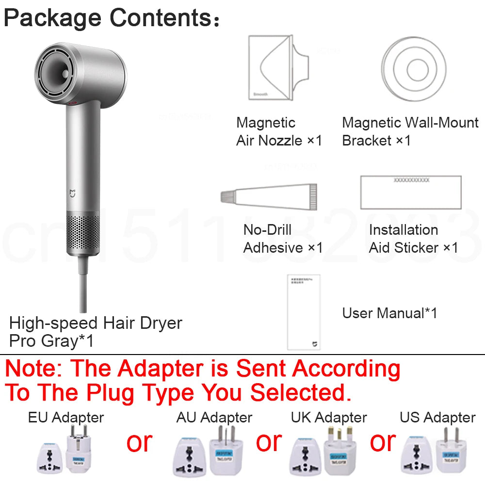 MIJIA High‑Speed Hair Dryer Pro,110k RPM,70 m/s Air,8 Airflow Modes,50 °C Constant Temp,200M Ions,CN Version With Ada