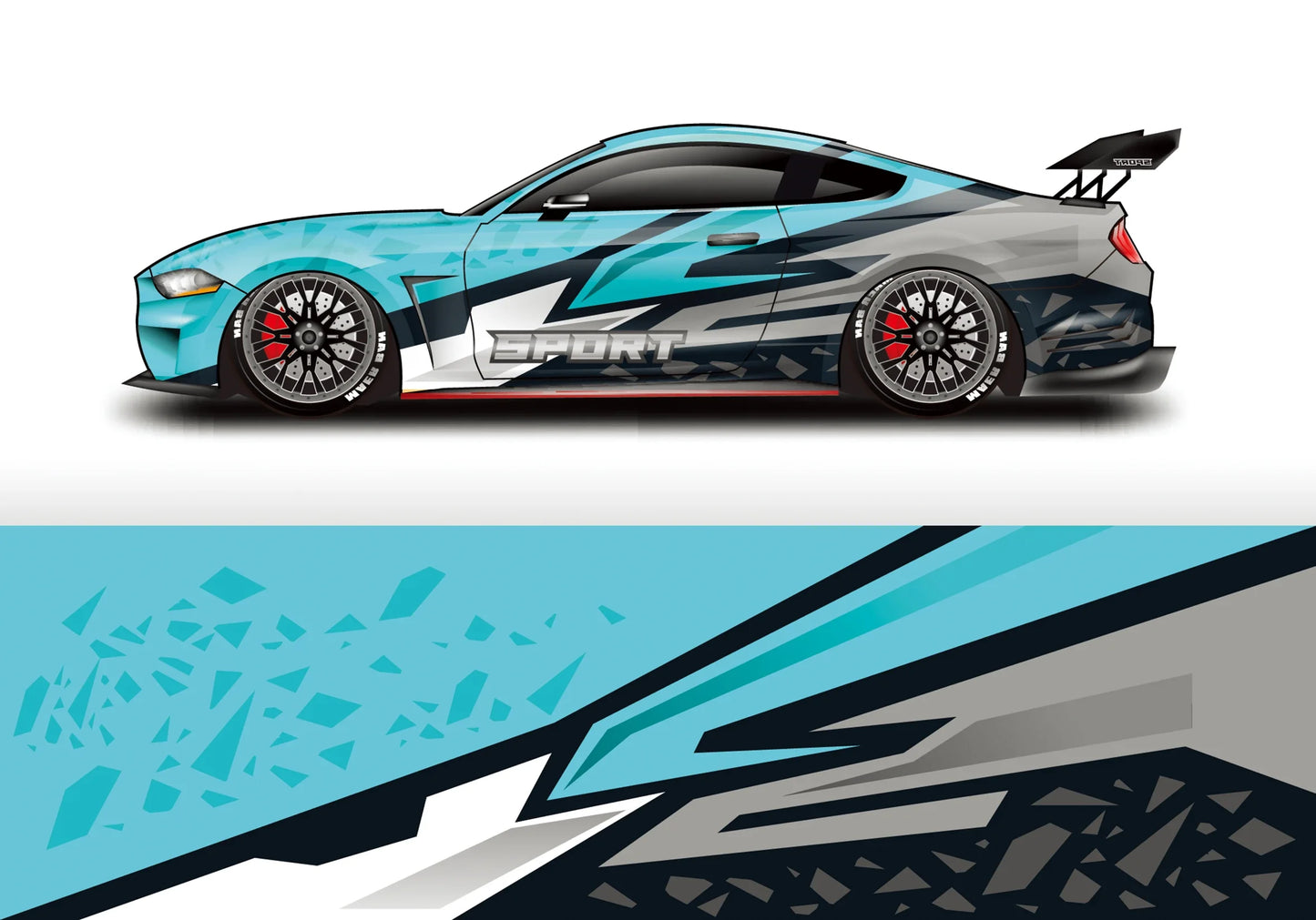 Full Body Racing Car Graphic Decal Vinyl Wrap Modern Design Vector Image Car Full Wrap Sticker Decorative Car Decal 300*60cm