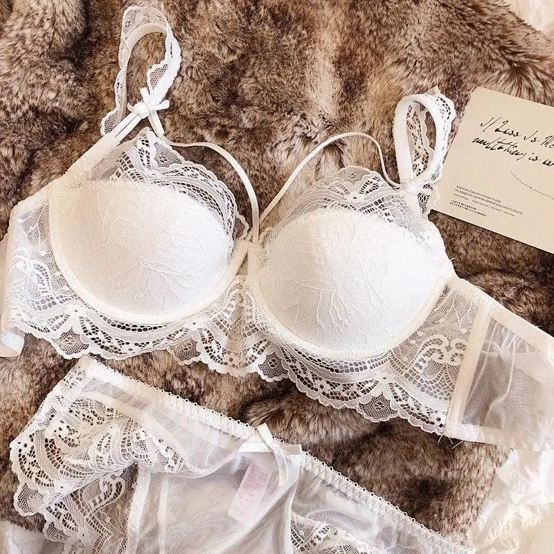 MOYISU Adjustable Lace Bralette for Small Chest Bra Set Removable Straps & Thin Padding Soft Wire Comfort Muslim Girls Underwear