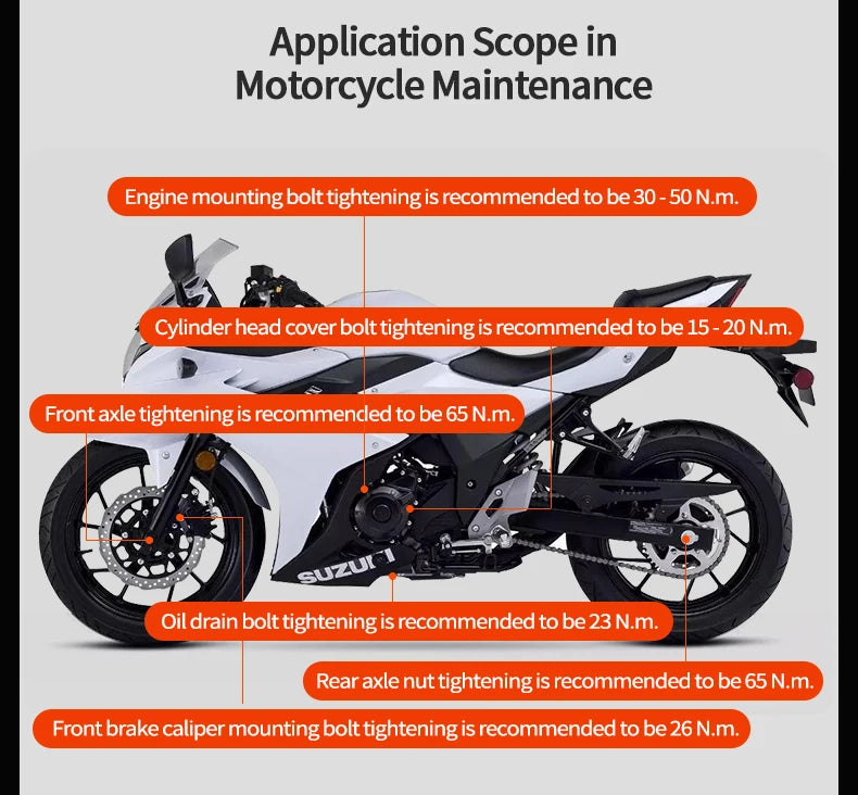 MOVECRAB Digital Torque Wrench 0.6-340N.m 2% Accuracy Preset & LED/Buzzer Alerts for Bike Motorcycles Automotive Mechanical Tool