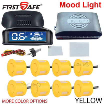 LED Reverse Radar 8 Sensors Backlight Display Voice Prompt Detection System Universal Auto Parking Safety Auxiliary Accessories
