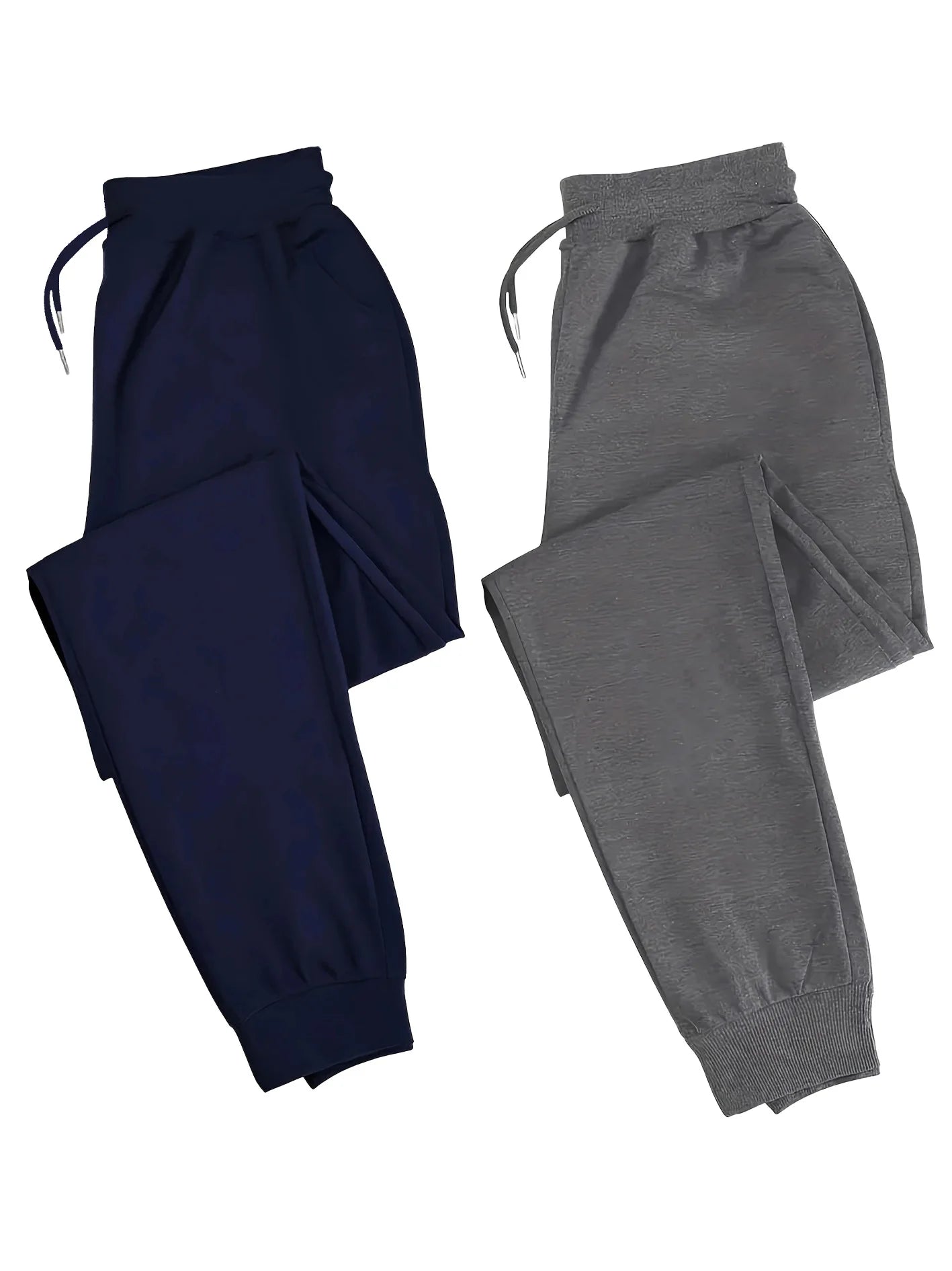 Men's two-piece casual sporty jogger pants, loose-fit sweatpants, wrinkle-resistant and shape-retaining, suitable for running,