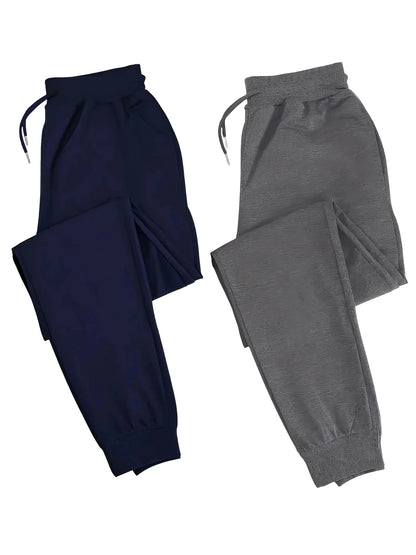 Men's two-piece casual sporty jogger pants, loose-fit sweatpants, wrinkle-resistant and shape-retaining, suitable for running,