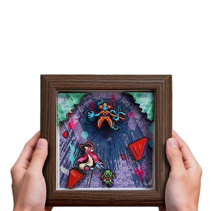 Anime Gyarados 3D Art Painting Cartoon Bulbasaur Figure Collect Picture Handmade Desktop Decora Fans Gift