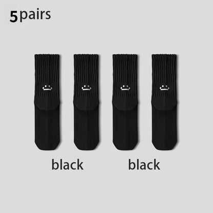 1/5 Pairs Men's Cotton Crew Socks Cushioned Breathable Long Socks Work Casual Running Cycling Athletic Socks