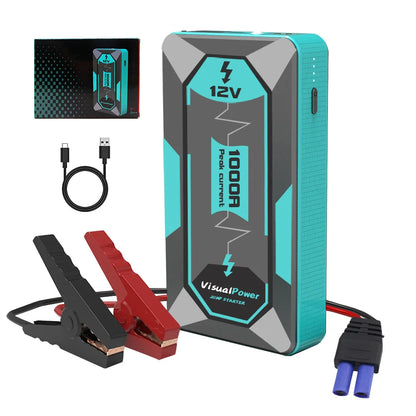 Jump Starter 12V Portable Car Battery Booster for 4-Cylinder Petrol Cars SUVs SUV Emergency Charger Power Bank.