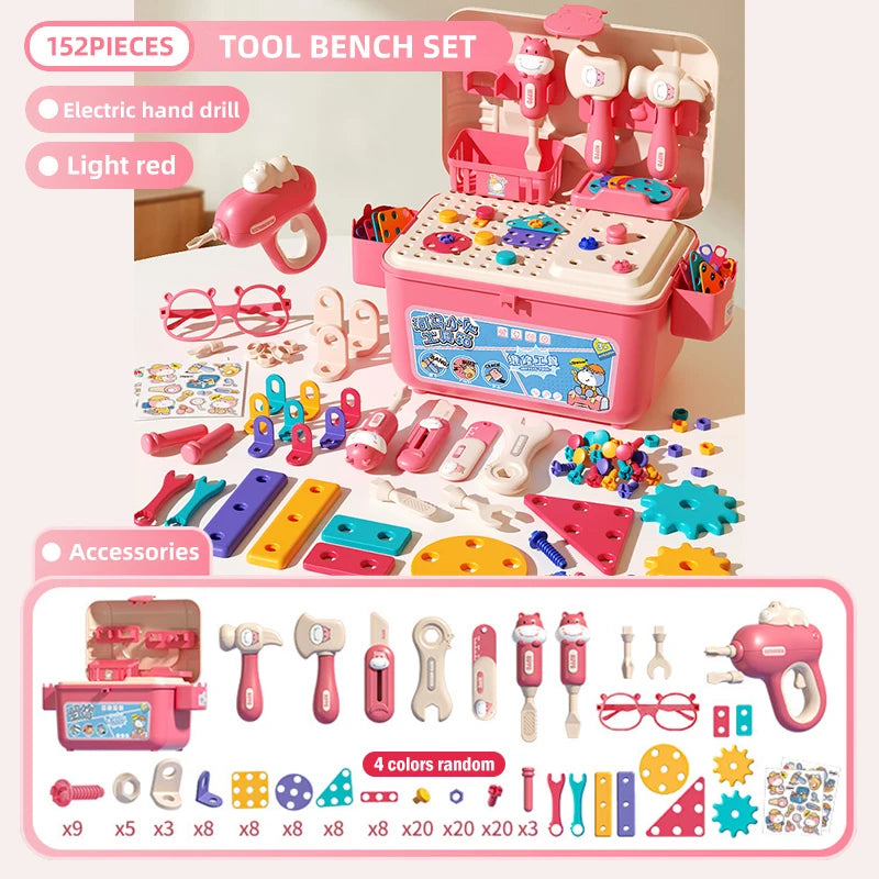 Repair Toolbox Toy Set Electric Toy Drill Bit Simulation Repair Electrical Work Box Mini Screw Drive Tool Birthday Holiday Gifts