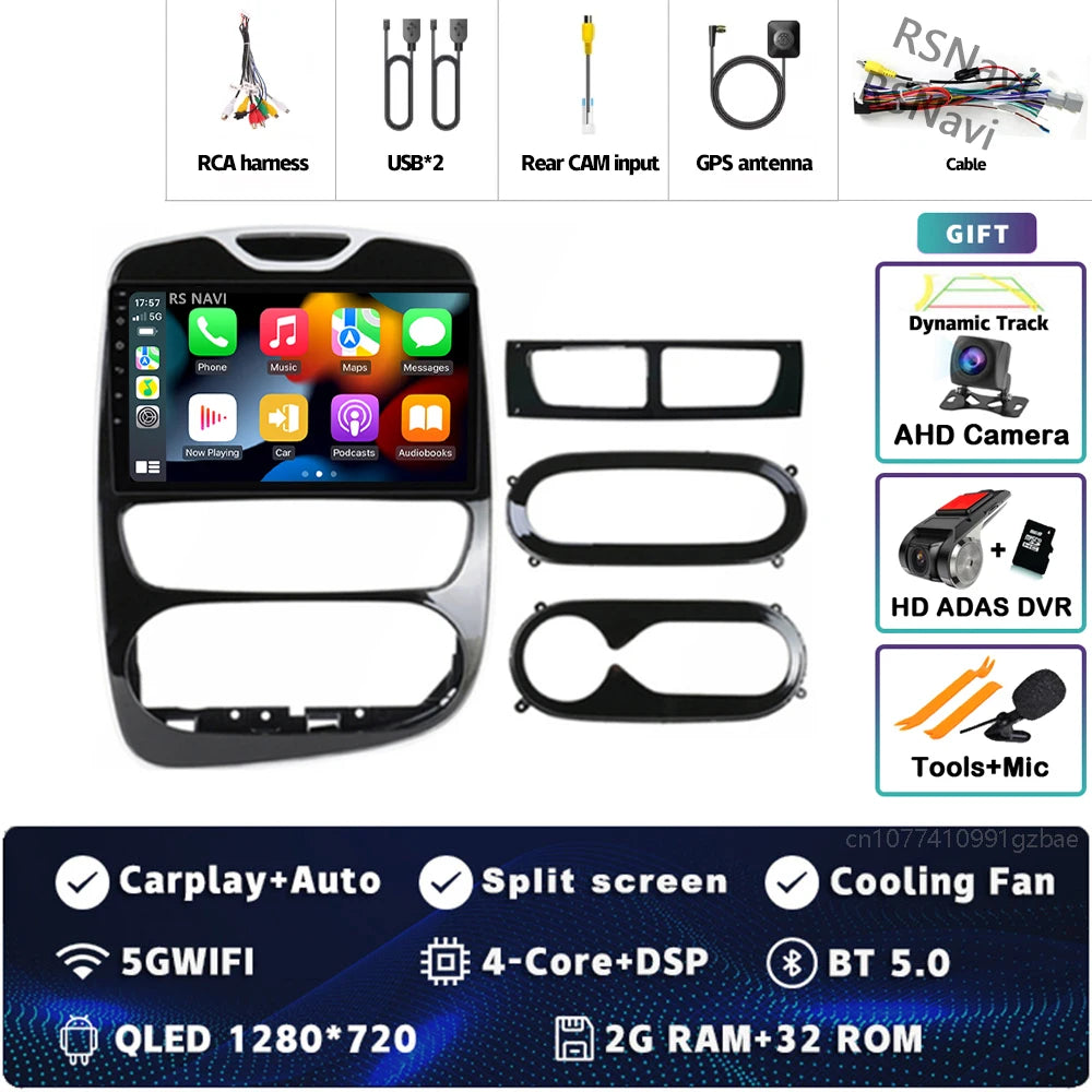Android 15 Carplay Auto WIFI+4G For Renault Clio 3 4 2012 2013 2015 - 2018 Car Radio GPS Stereo Multimedia Player 2din Wireless