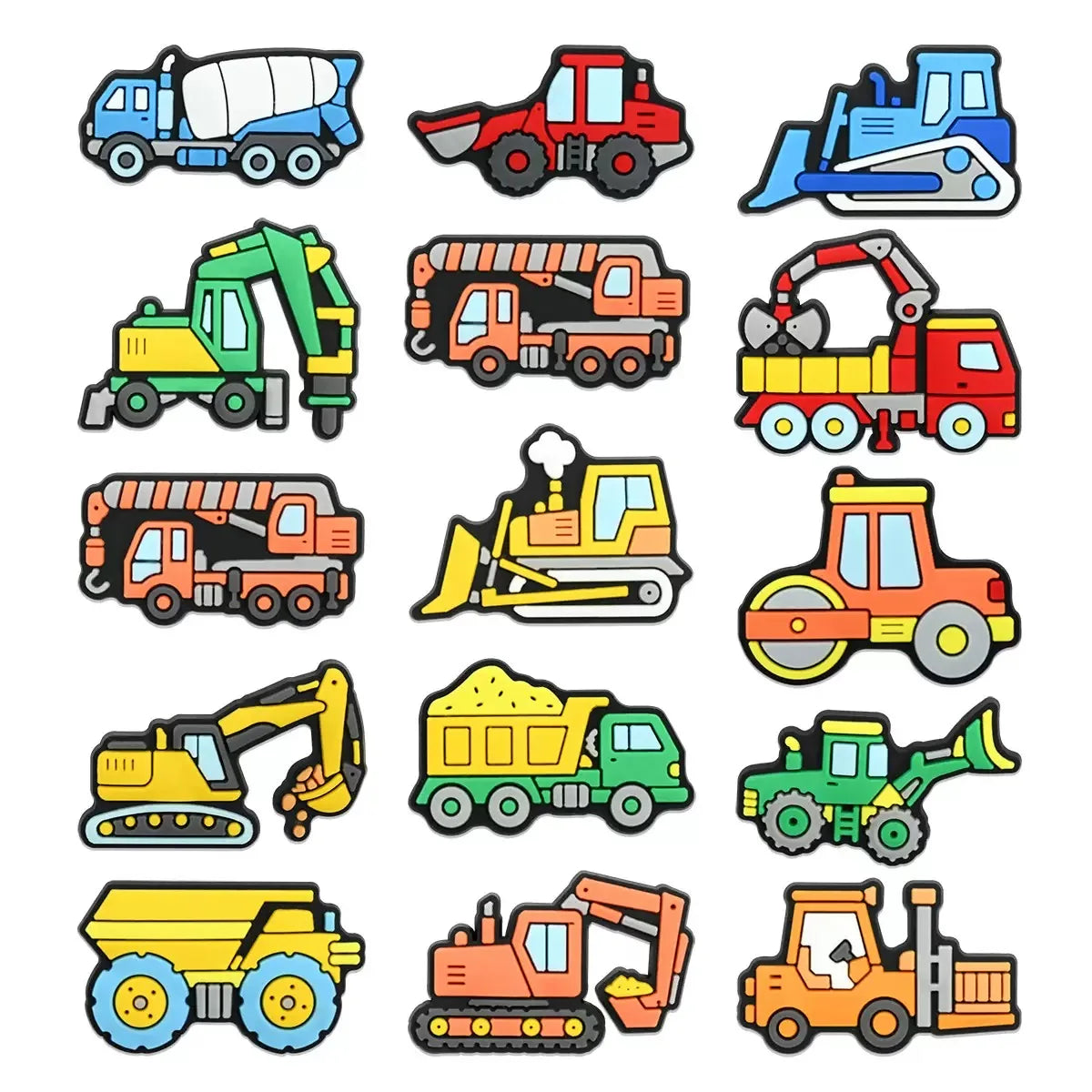 15-100pcs Engineering Vehicle Car Shoe Charms PVC DIY Shoes Decoration Sandal Accessories Buckle for Kids Woman Party Gifts