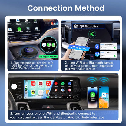 Carlinkit Ultra3 Android Tv Box Android 15 Wireless Carplay Adapter QCM6350 Smart Car Ai Box Carplay For Netflix Youtube 5G LTE