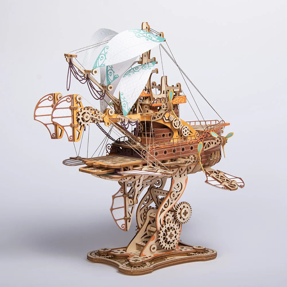 DIY 3D Wooden Puzzle Fantastic Spaceship Popular Assembly Model A Birthday Gift for A Boy Steampunk Computer Room Decor Toys