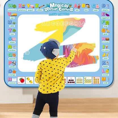 100x80CM Magic Water Drawing Mat Coloring Doodle With Reusable Magic Pens Montessori Painting Board Educational Toys Kids Gifts