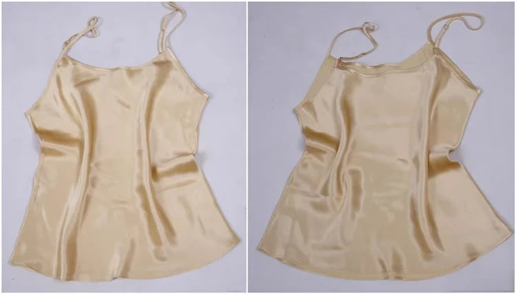 Women's 100% Mulberry Silk 16 momme Spaghetti Strap Camisole Tank Top Vest Sleepwear M-4XL YM002