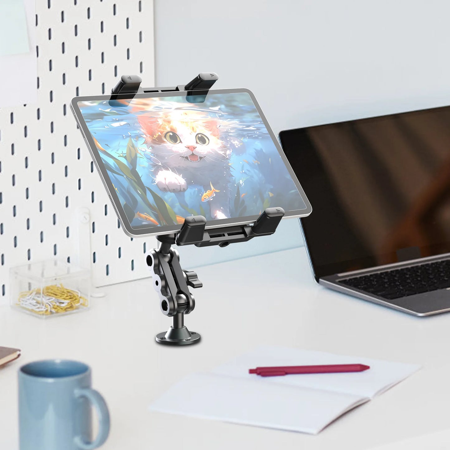 Heavy Duty Tablet Holder Wear Resist 2-Stage Phone Stand 360 Degree Rotable Car Dashboard Phone Mount for Car Bike Boats Trucks