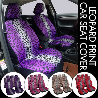Fashion Leopard Print Car Seat Cover Full Surrounding  Four Seasons Universal Breathable Non-slip Cushion Cover Car Interior