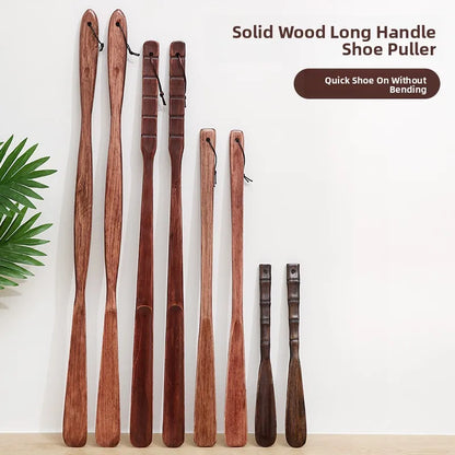 Long Handle Wooden Shoe Horn Natural Wood No Bend Waist Shoe Scraper Household Essential for Pregnant Women Shoe Insertion Tool