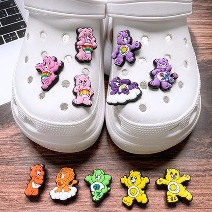 5-100PCS Rainbow Bear Shoes Charms DIY PVC Shoe Bag Wrist Strap Accessories For Wristband Pendant Decoration Kids Party Gifts