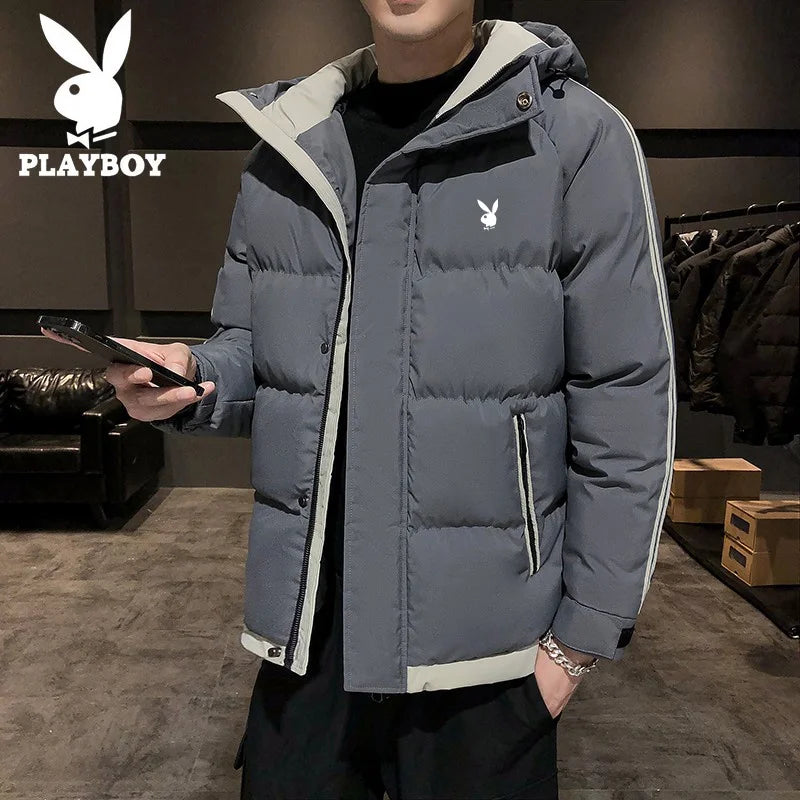 Men's Cotton Jacket 2024 New Winter Thickened Hooded down Cotton Padded Coat Fashionable Loose Style Urban Casual Wear