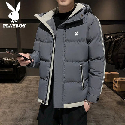 Men's Cotton Jacket 2024 New Winter Thickened Hooded down Cotton Padded Coat Fashionable Loose Style Urban Casual Wear