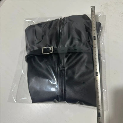 One Arm Binder Bondage Restraint Over Shoulder Straps of Sexy Full Sleeve Leather Glove Zippered Armbinder for Play