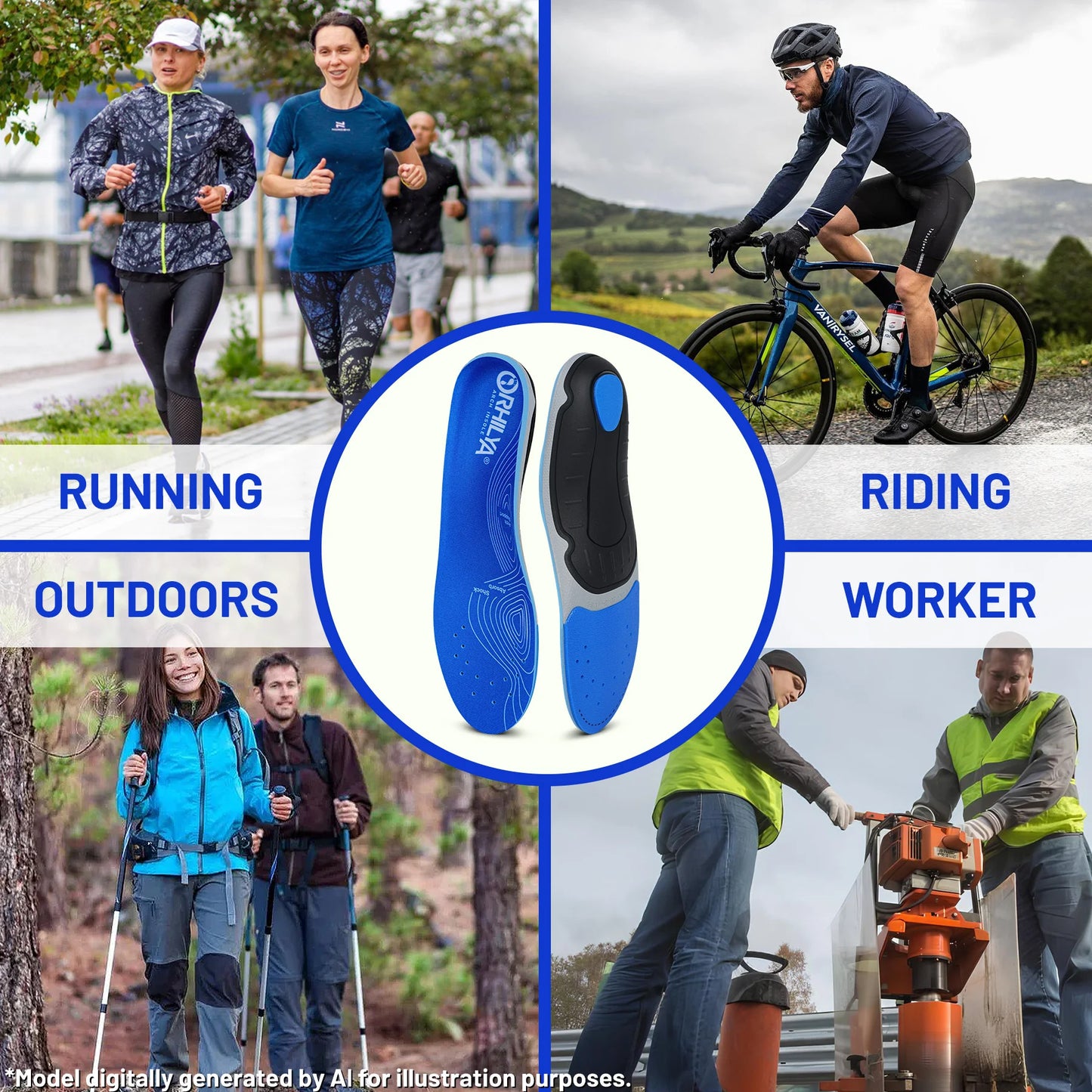 Plantar Fasciitis Pain Relief Men Orthotics Shoes Insole Arch Support Work Boot Inserts Flat Feet Women Heel Spur Absorb Shock