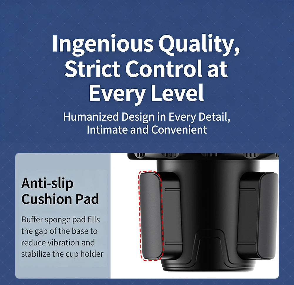 Car Cup Holder Expander Multi-Function Drink Holder with Food Table 360-Degree Adjustable Base Tray for Snack