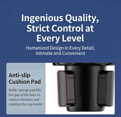 Car Cup Holder Expander Multi-Function Drink Holder with Food Table 360-Degree Adjustable Base Tray for Snack