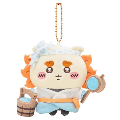 jiyi Edo Samurai Plush Keychain Japanese Anime Cute Usagi Hachiware Ushachi Pendant Soft Fluffy Bag Charm Accessory for Fans