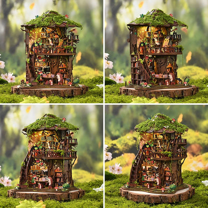 3D Wooden Puzzle Dollhouse DIY Miniature House Kit Assemble Fantasy Book Nook Bookend Handmade Furniture Home Decoration Gifts