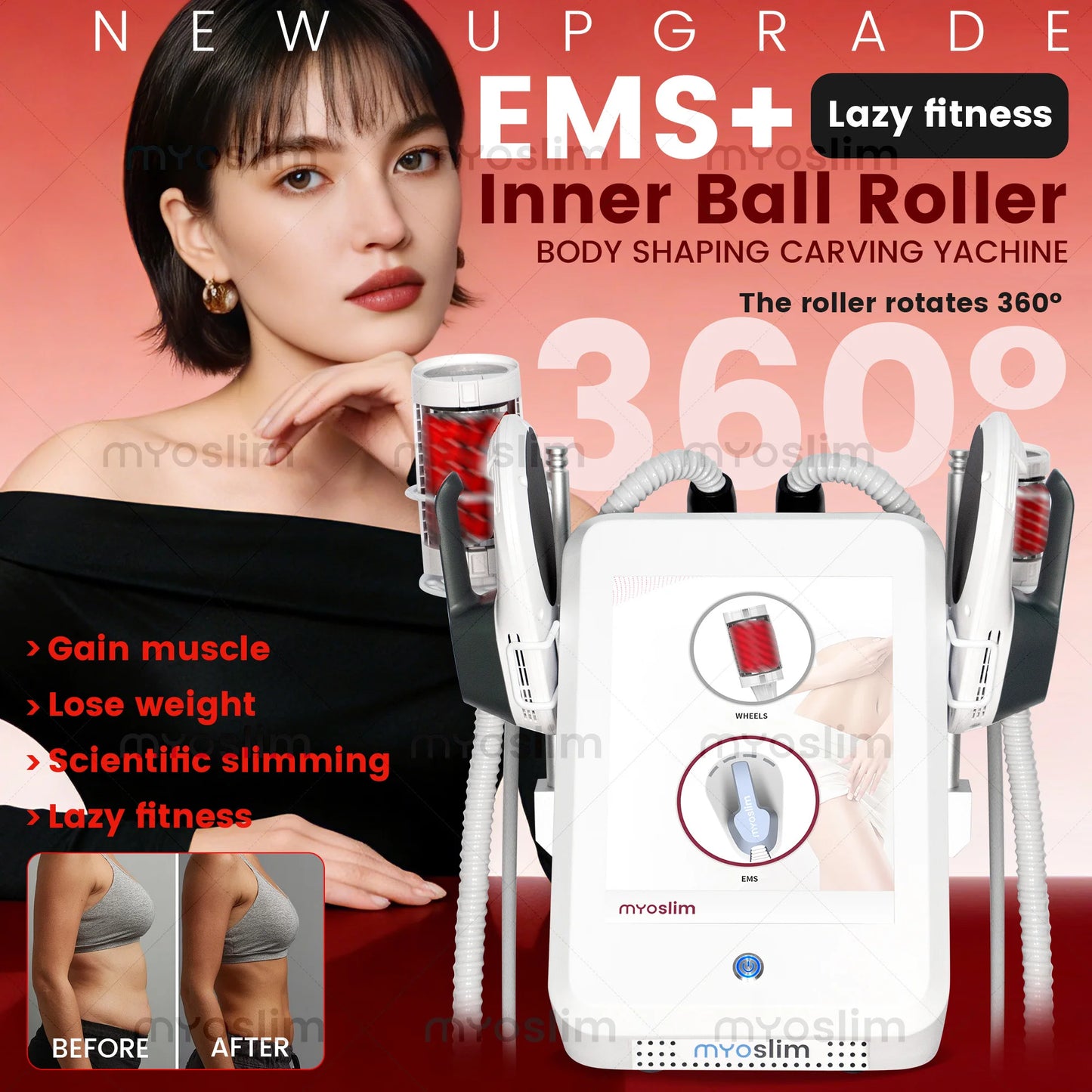 360° Rotating NEW EMS+ Inner Ball Roller Machine Body Slimming Shaping Device For Weight Loss Gain Muscle