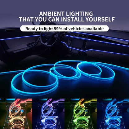 Car Interior Decorative Lamps Strips Atmosphere Lamp Cold Light Decorative Dashboard Console Auto LED Ambient Lights 1/2/3/4/5M