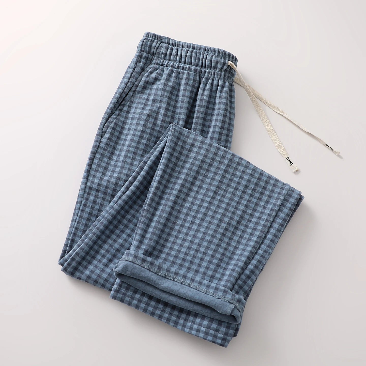 Comfortable Men's Plaid Velvet Sleep Pants Loose Straight Leg Long Pants Warm Cozy Autumn Winter Home Clothes Coral Velvet Fa...