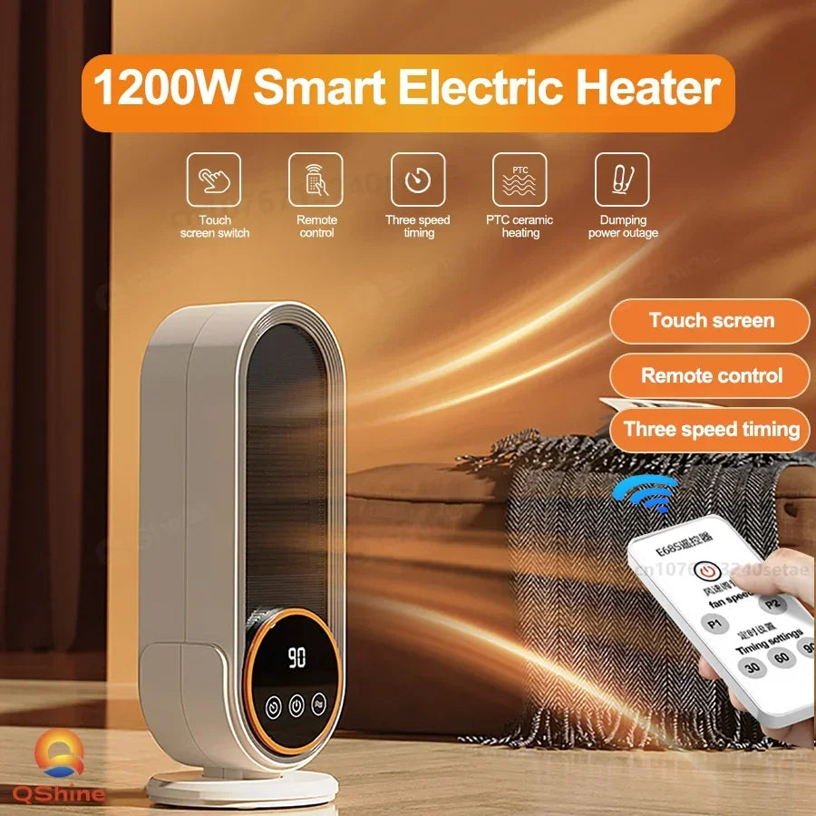 PTC Ceramic Space Heater E68/E68S Desktop Fan Heater 1200W With LED Display Touch/Remote Control Tip-Over Overheat Protection