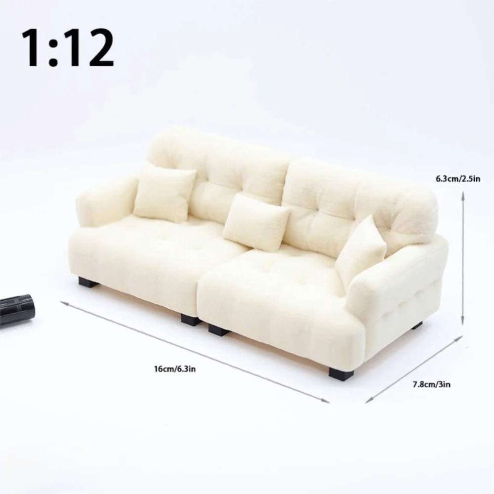 New 1:12 1:20 1:30 Flocking Sofa Model Simulation Dollhouse Decoration Living Room Furniture Mini Sofa House Accessories