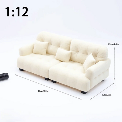 New 1:12 1:20 1:30 Flocking Sofa Model Simulation Dollhouse Decoration Living Room Furniture Mini Sofa House Accessories