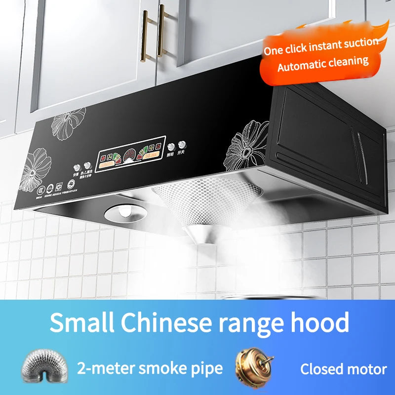 Kitchen Ventilator Suction Range Hood Strong Suction Force Small Stove Cooker Ceiling Mounted Smart Touch Cleaning Exhaust Hood