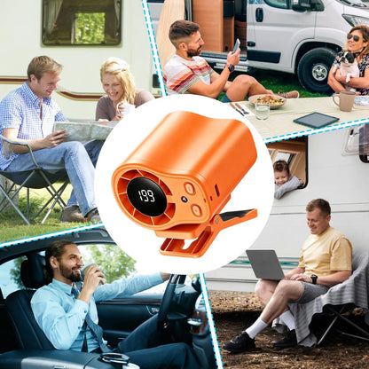 Universal Cooling Car Fan USB Rechargeable Clip on Portable Desk Fans with LED Display 360 Rotation Quiet for Car Camping