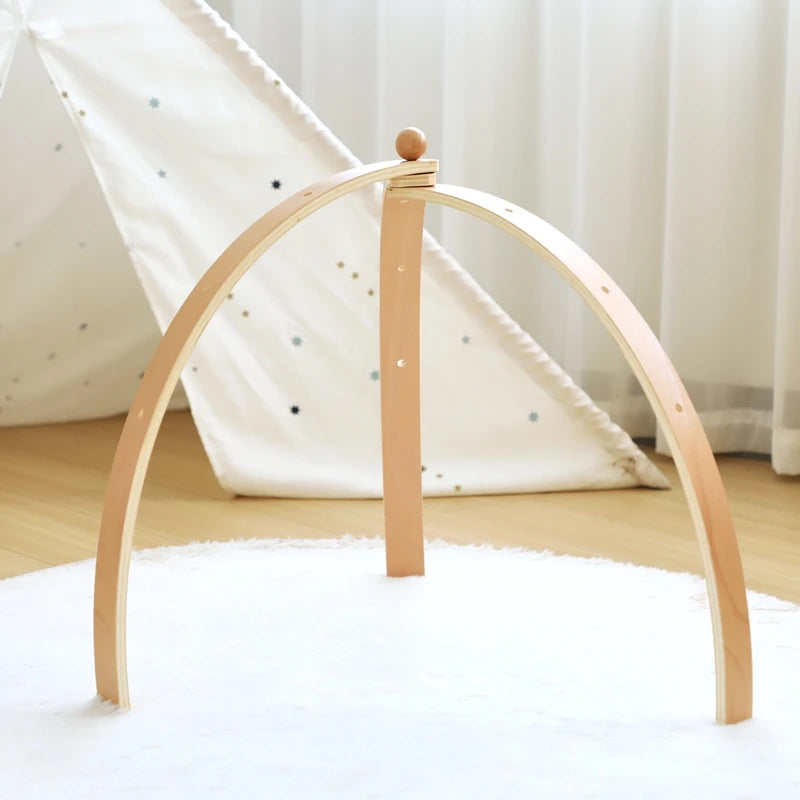 Baby Wooden Gym Frame Rattle Toys Baby Room Decor Newborn Hanging Sensory Toys Foldable Play Gym Frame Kid Holder Bracket Gift