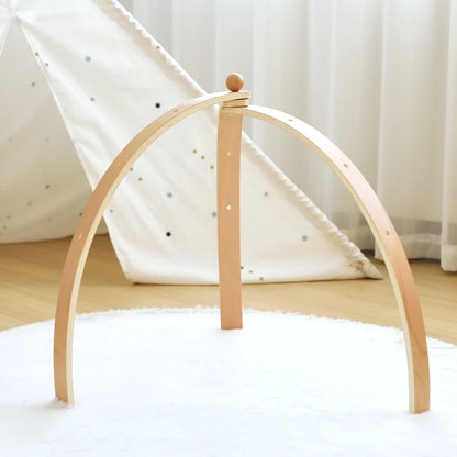 Baby Wooden Gym Frame Rattle Toys Baby Room Decor Newborn Hanging Sensory Toys Foldable Play Gym Frame Kid Holder Bracket Gift