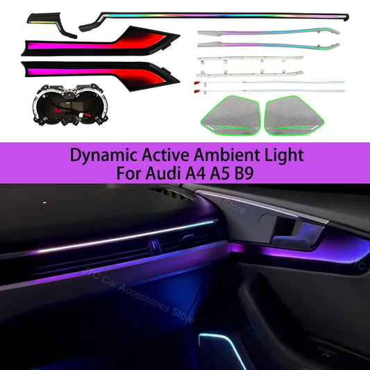 Ambient Light For Audi A4 A5 S4 S5 B9 2016-2023 30-color Decorative MMI LED Air Vent, Audi A4 A5 Interior Lighting Upgrade