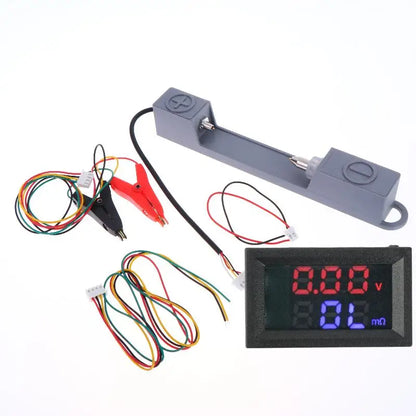 0.56 Inch Dual Digital Display Battery Voltmeter Resistor Tester Red Blue Display DC4-12V VR452 Internal Resistance Tester 1Set