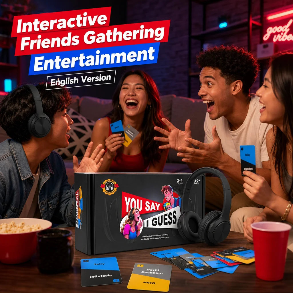 Adult Lip Reading Game with Headphones, Fun Group Party Game, 18+, English Version, Interactive Friends Gathering Entertainment.