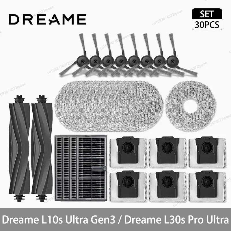Dreame L10s Ultra Gen3 / L30s Pro Ultra Robot Vacuum Cleaner Accessories Main Side Brush Mop Cloth Hepa Filter Dust Bag Spare