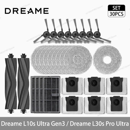 Dreame L10s Ultra Gen3 / L30s Pro Ultra Robot Vacuum Cleaner Accessories Main Side Brush Mop Cloth Hepa Filter Dust Bag Spare