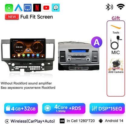 JIUYIN 10.1" Android 15 Car Radio For Mitsubishi Lancer 2007 - 2017 CarPlay Android Auto GPS 4G Multimedia Stereo Navigation