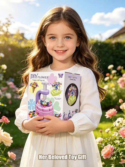 DIY Flower Bouquet Craft Kit for Girls Creative Machine Toy with Music & Lighting Children's Garden Art Set 3 Year Birthday Gift