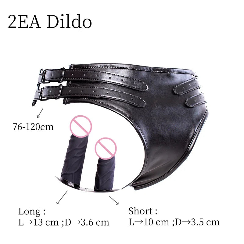 Erotic Bondage Harness Panties with No Vibration Silicone Dildo Vaginal Anal Plug for Women Intimate Strap-on Chastity Pants